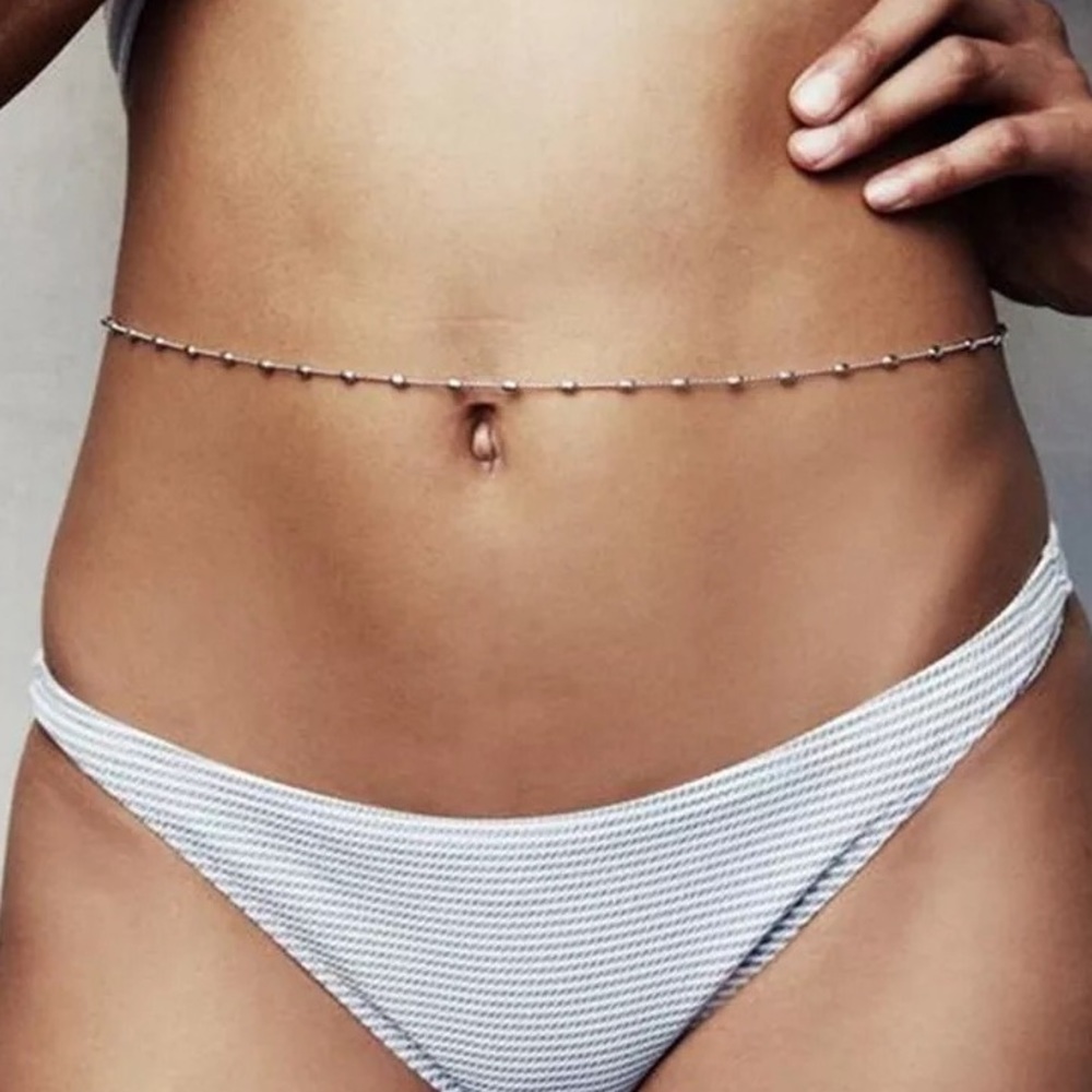 🎉 New adjustable Beaded Silver Adjustable Waist Chain Body Jewelry